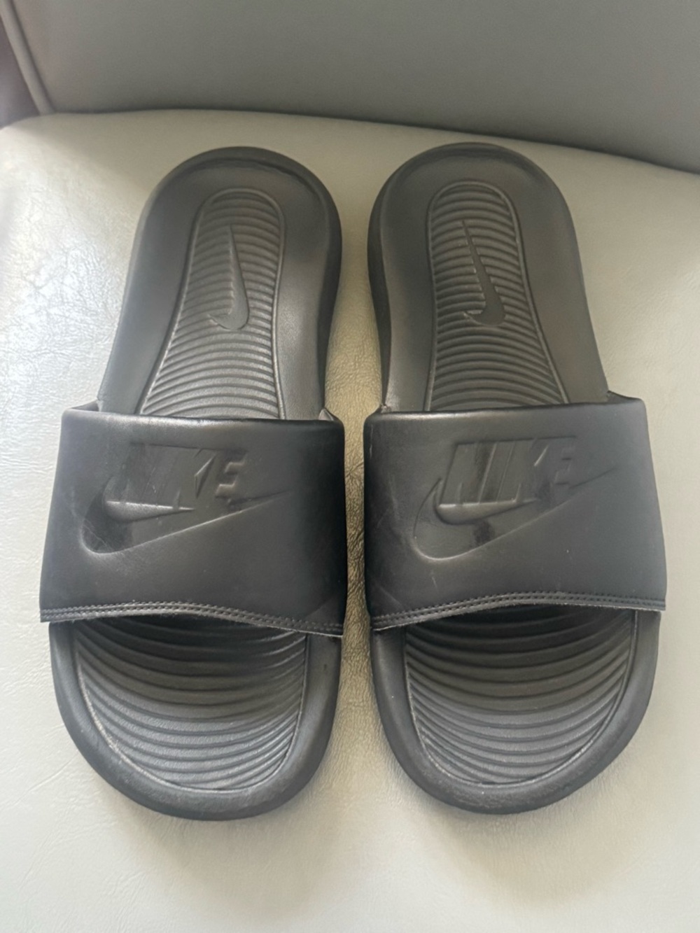 Adult  Nike Black Slide Sandals - Embossed Logo size 8